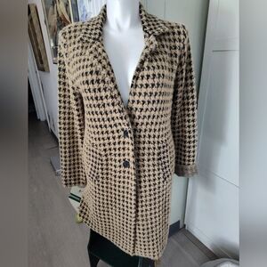 Max Studio Cozy Hounds tooth Sweater Coat Sz Lg * Missing Content Tag Excel Cond